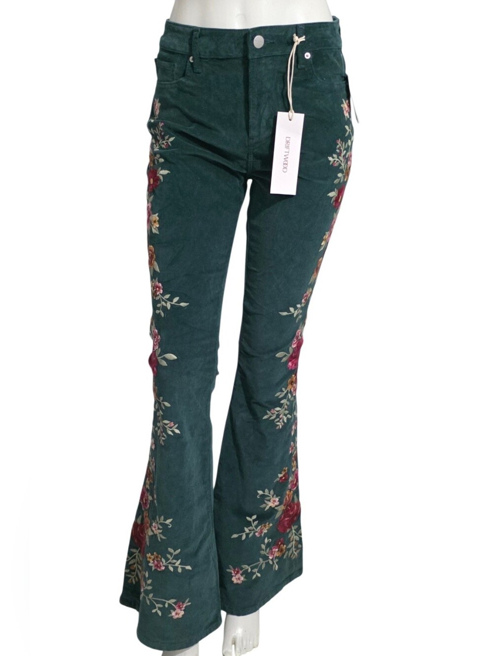 Driftwood Farrah Embroidered Cord Flare Jean at Free People Size 26 NWT - Picture 3 of 16
